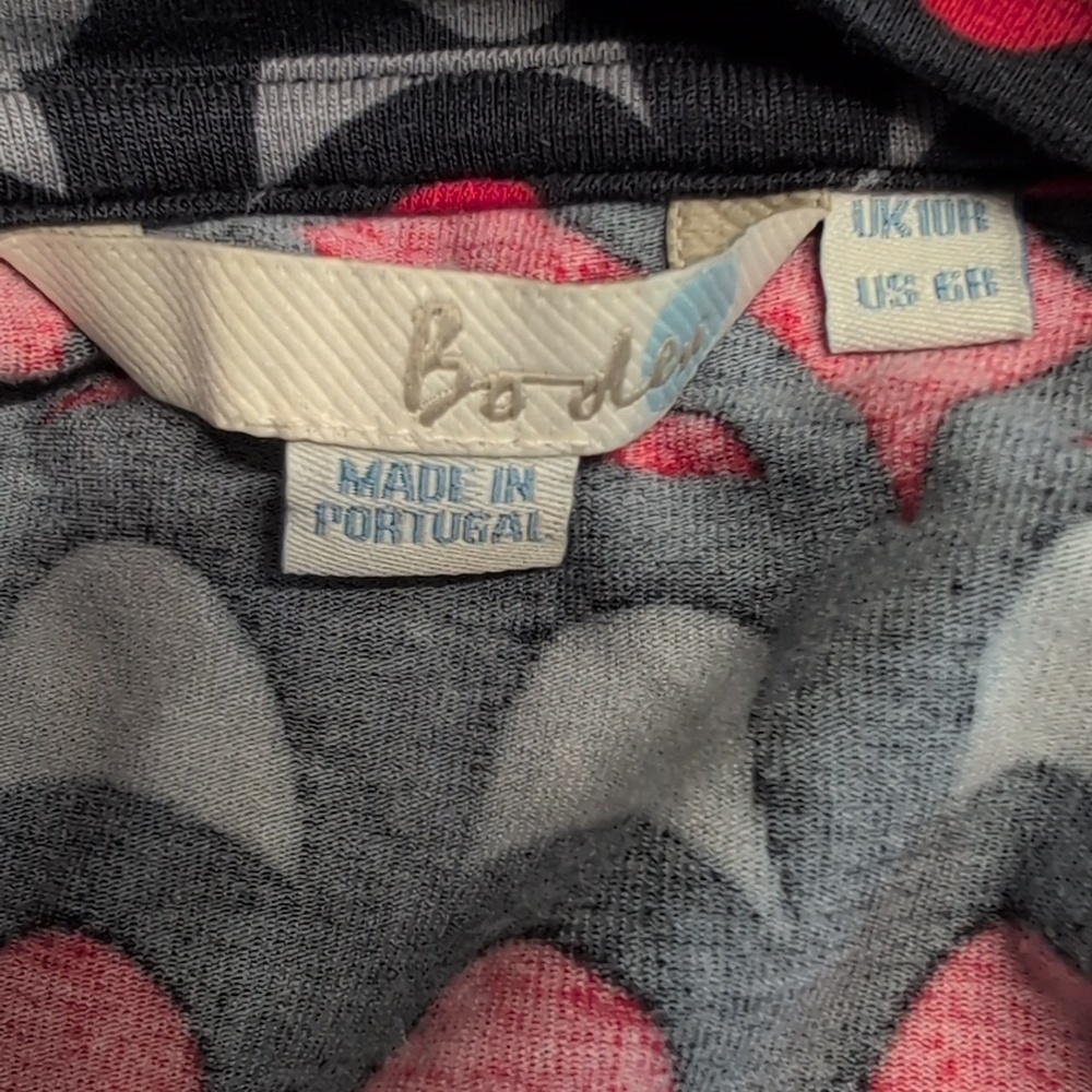Boden Elodie Jersey Wrap Gray/Red Geometric Pattern Dress, Size 6 EUC - Picture 6 of 7